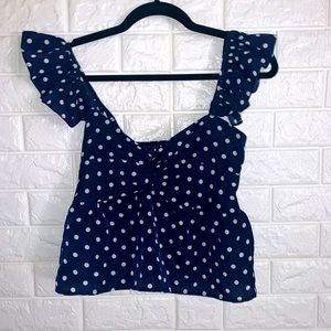 Cropped babydoll ruffle top